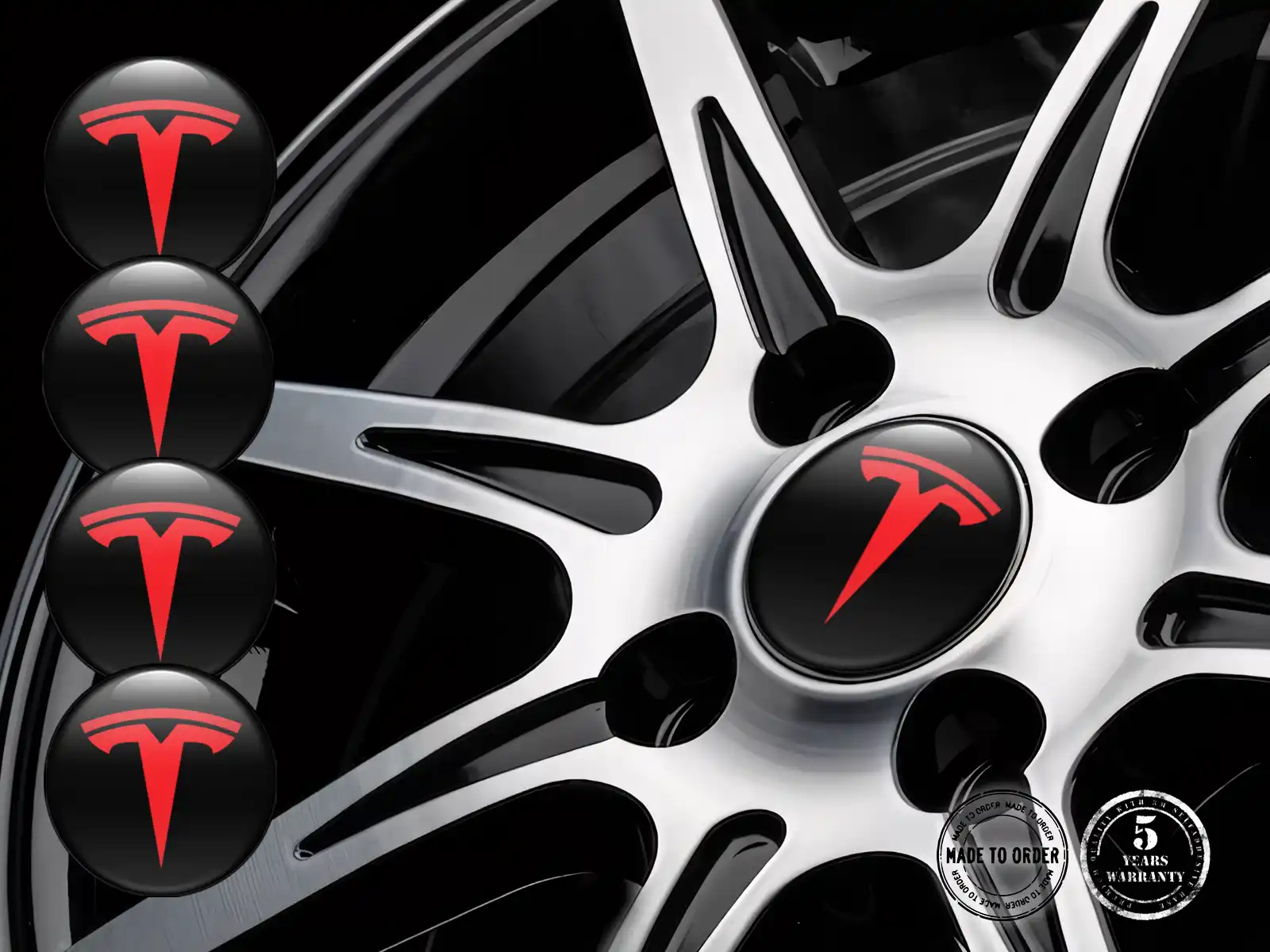 Tesla Felgenaufkleber Auto Stilvolles gewölbtes Design